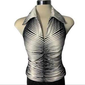 JOSEPH Ribkoff White and Black Elegant Top Size M